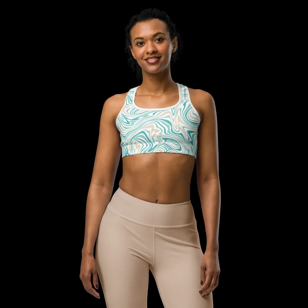 Aqua Swirl Sports Bra - High Performance, High Style image
