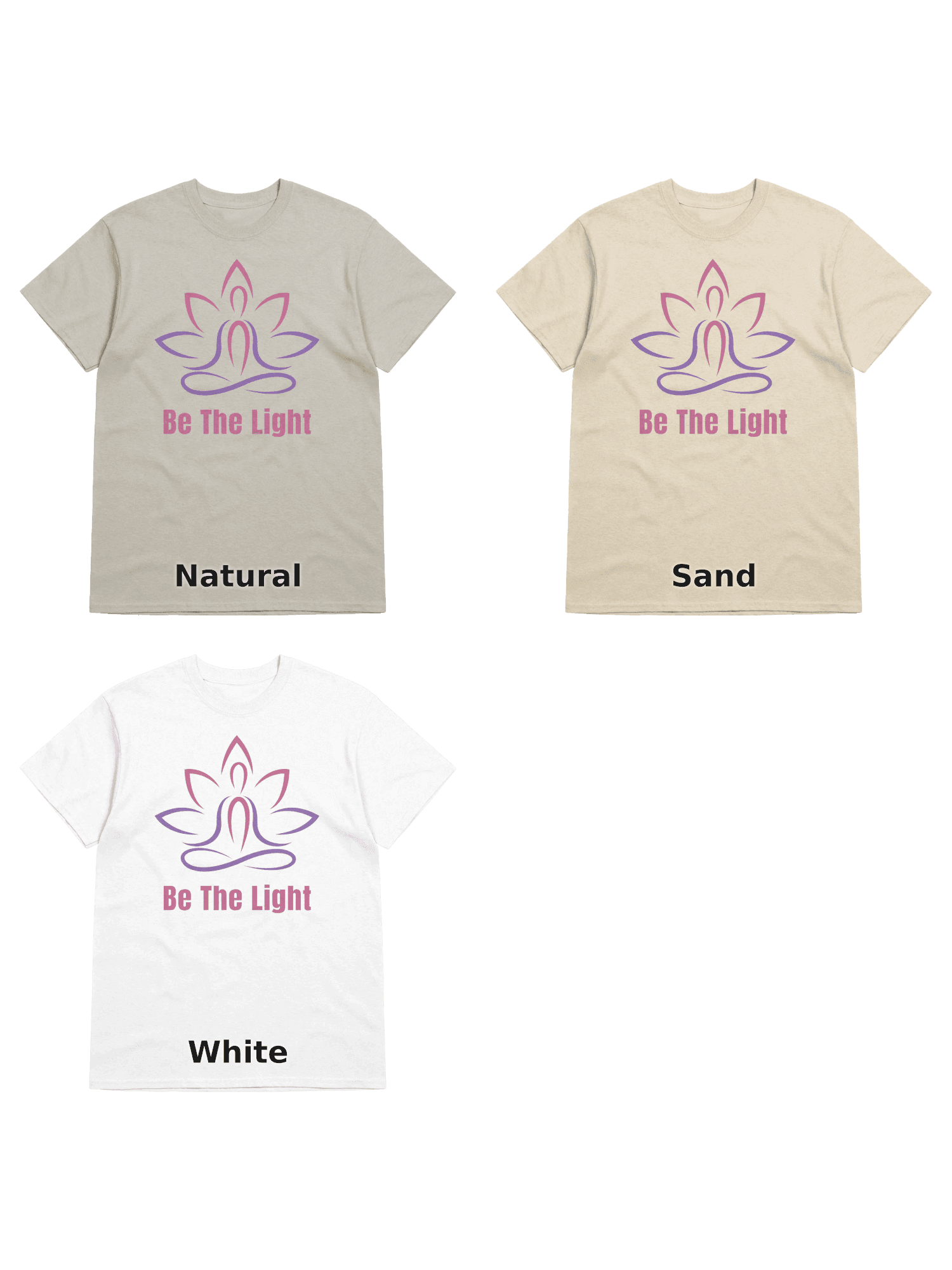 Variants for Be The Light Meditation Tee: Natural, Sand, White