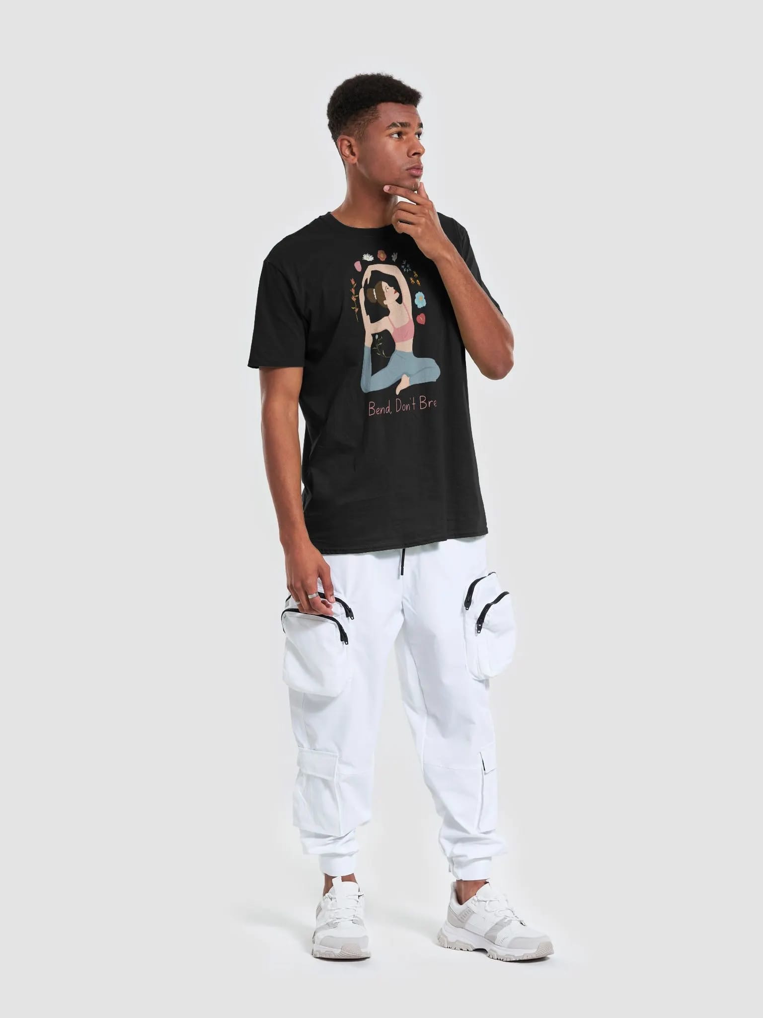 Bend, Don't Break Yoga Enthusiast Graphic Tee - Floral Accents image