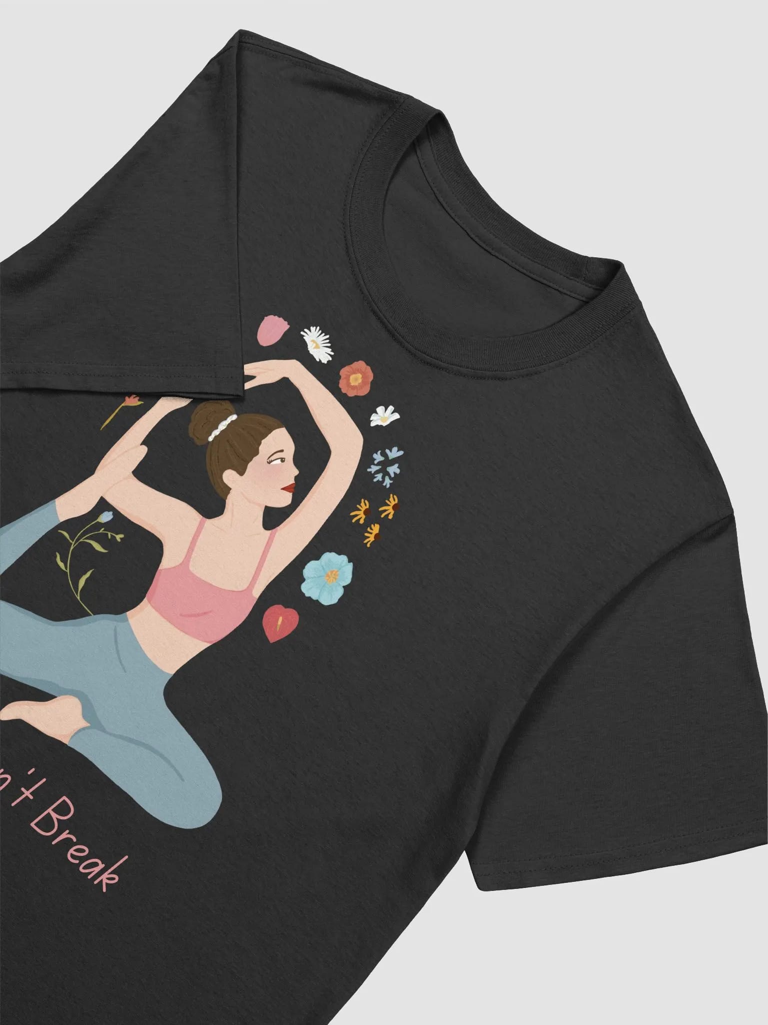 Bend, Don't Break Yoga Enthusiast Graphic Tee - Floral Accents image