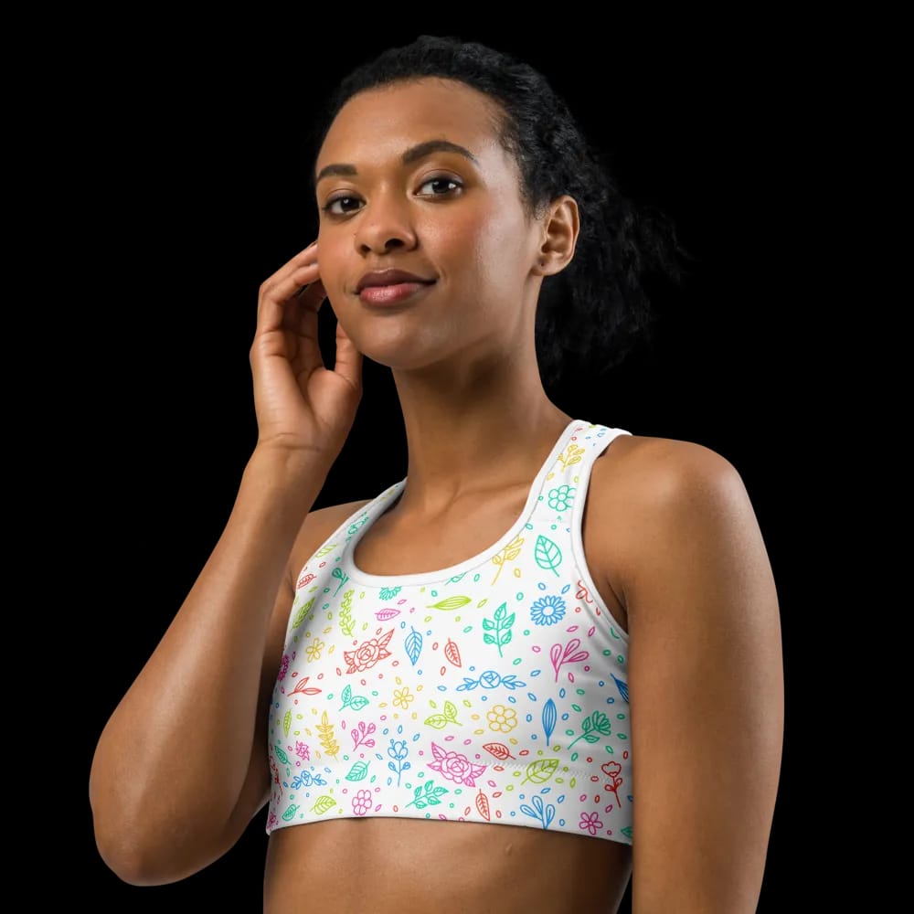 Blossom Beat Sports Bra - Colorful Workout Companion image