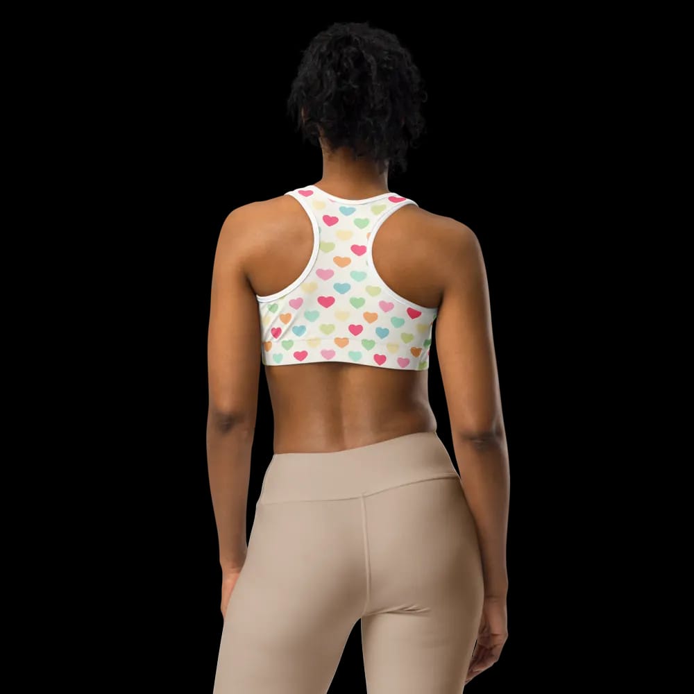 Colorful Heart Pattern Sports Bra image