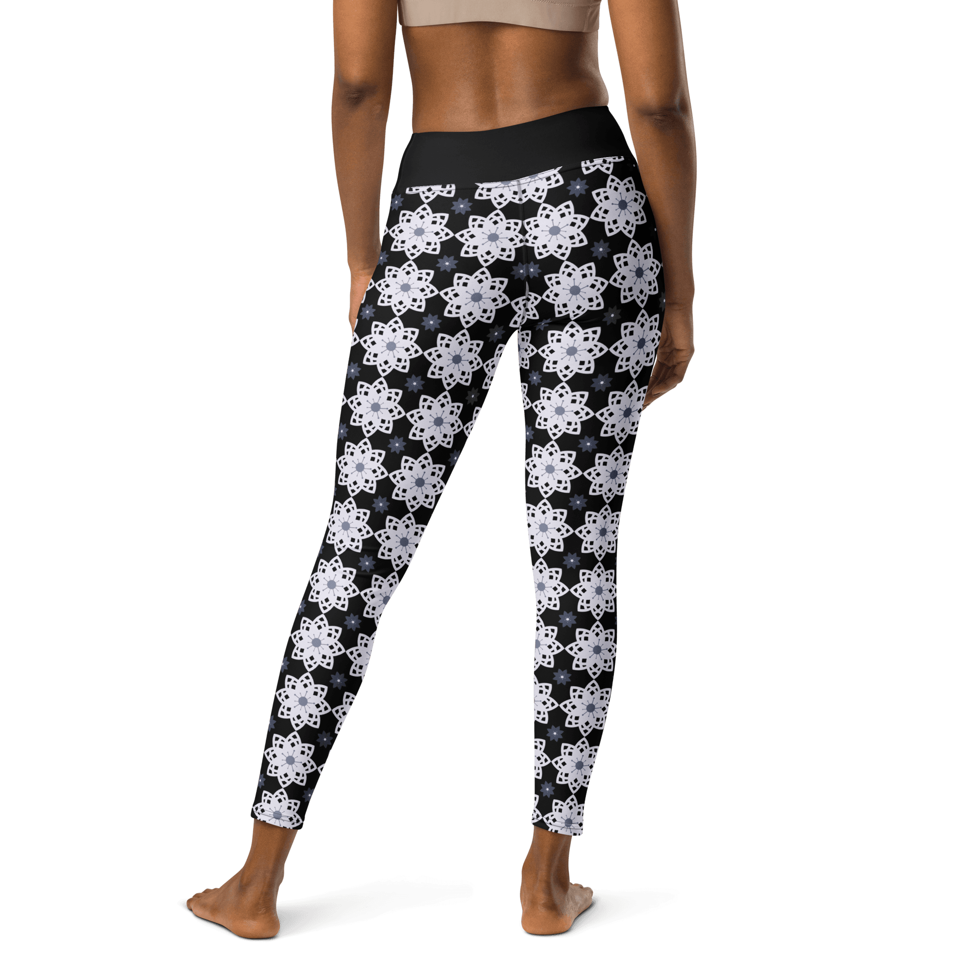 Elegant Floral Pattern High-Waisted Yoga Leggings image