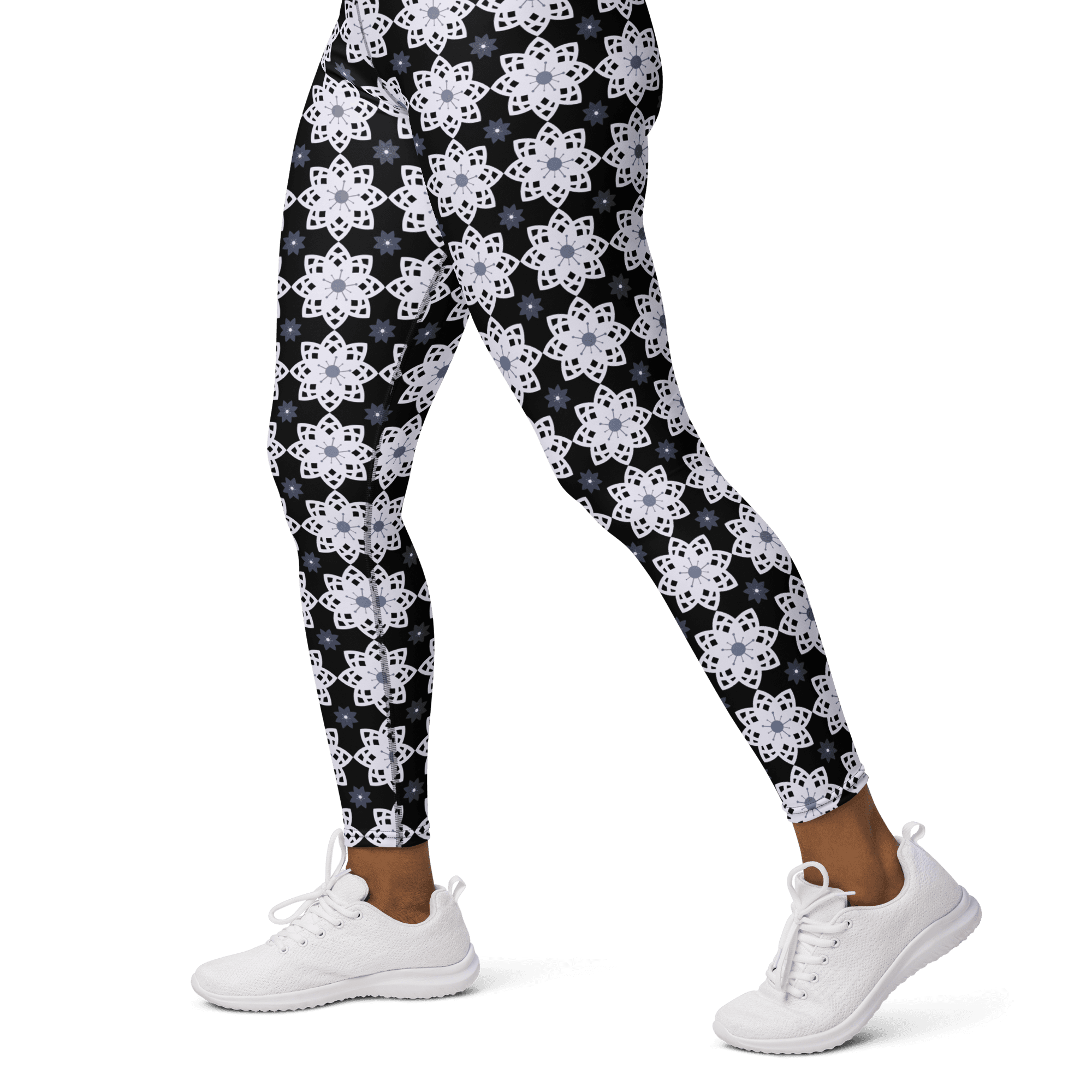 Elegant Floral Pattern High-Waisted Yoga Leggings image