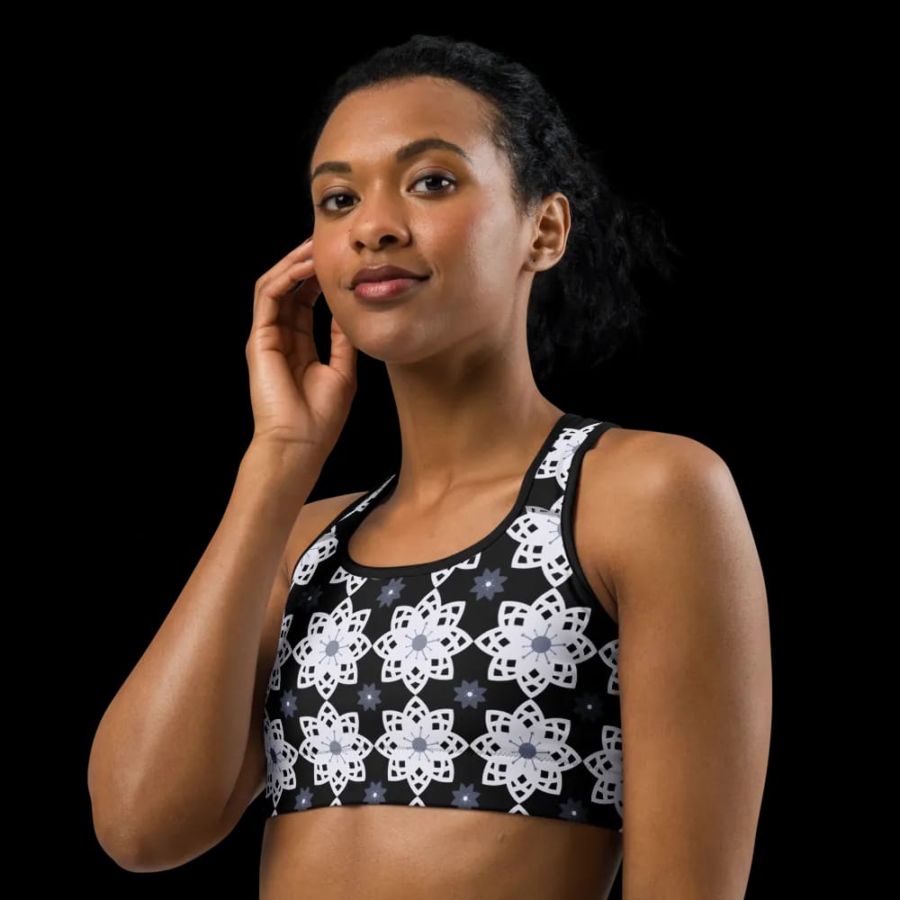 Geometric Snowflake Print Sports Bra image
