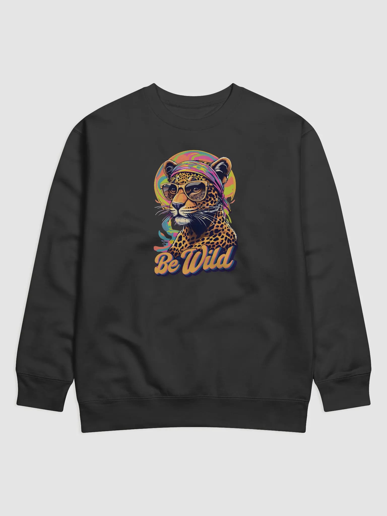 Groovy Be Wild Psychedelic Leopard Crewneck Sweatshirt image