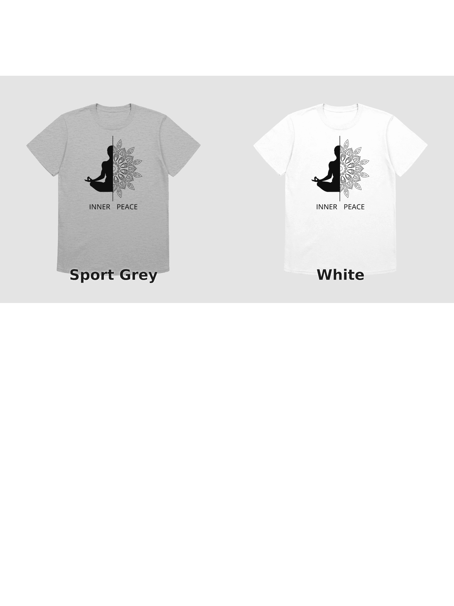 Variants for Inner Peace Mandala Meditation T-Shirt: Sport Grey, White