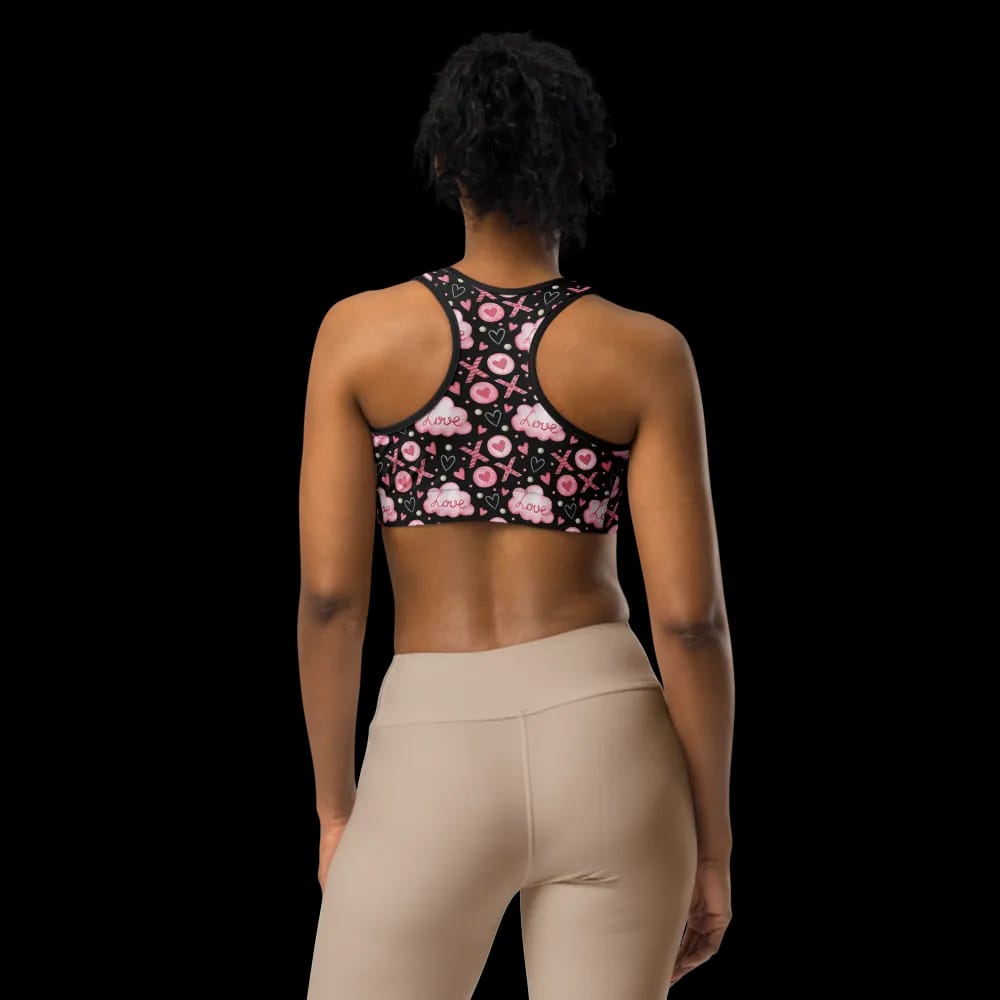 Love and Hearts Pattern Sports Bra image