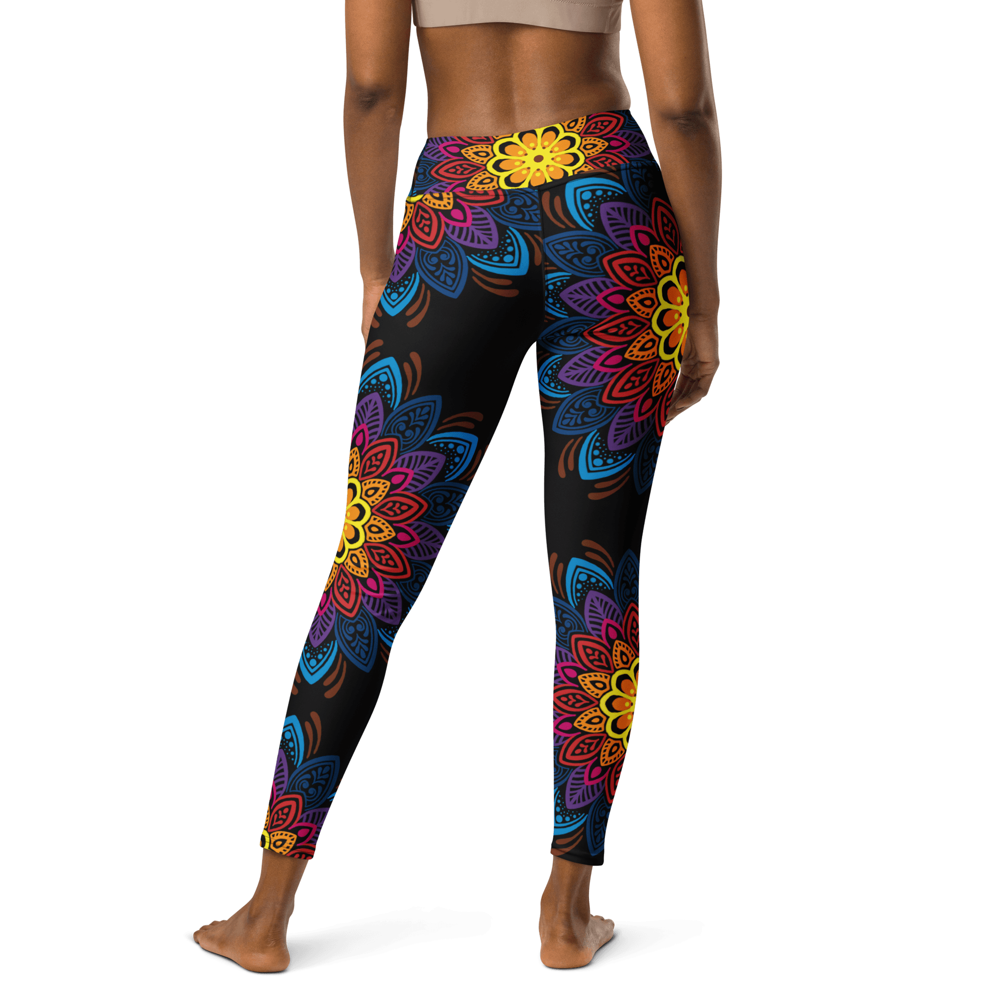 Mandala Burst High-Waist Yoga Leggings - Vibrant Floral Artistry image