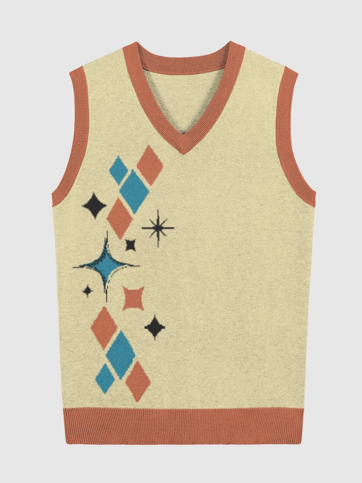 Mid-Century Mosaic Knitted V-Neck Vest image