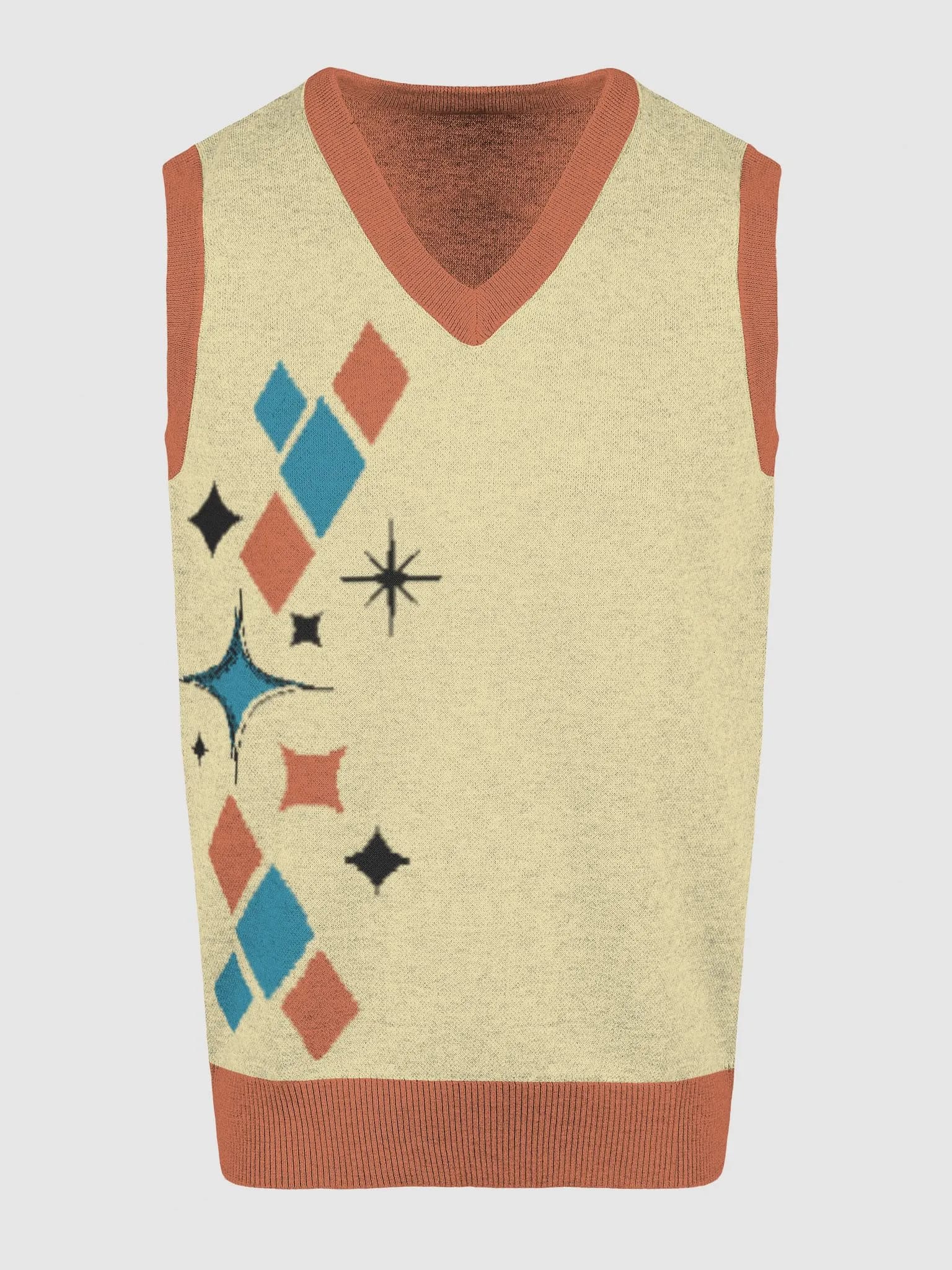 Mid-Century Mosaic Knitted V-Neck Vest image