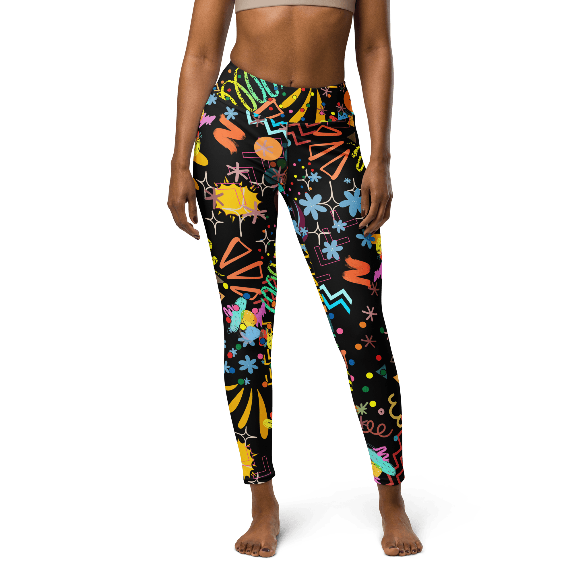Neon Dream High-Waist Yoga Leggings - Psychedelic Geometric Patterns image