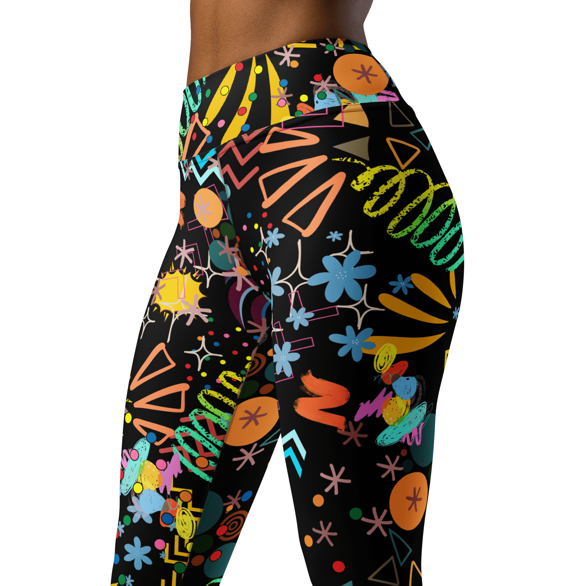 Neon Dream High-Waist Yoga Leggings - Psychedelic Geometric Patterns image
