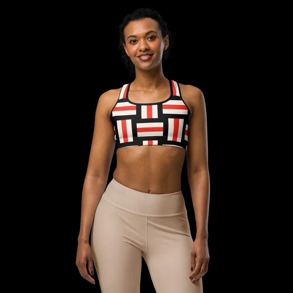 PowerFit Compression Sports Bra - Bold Geometric Design image