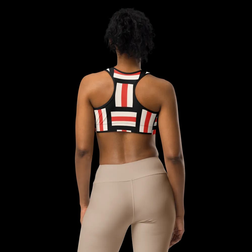 PowerFit Compression Sports Bra - Bold Geometric Design image