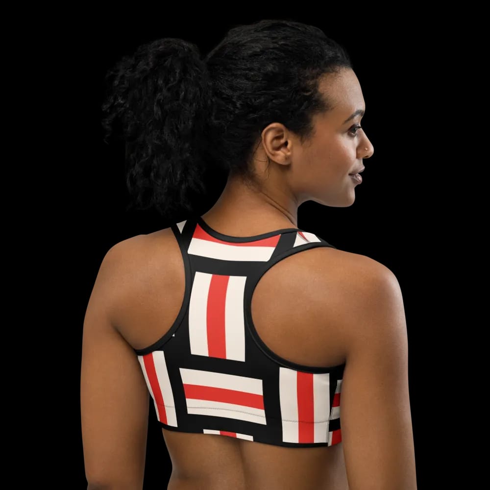 PowerFit Compression Sports Bra - Bold Geometric Design image
