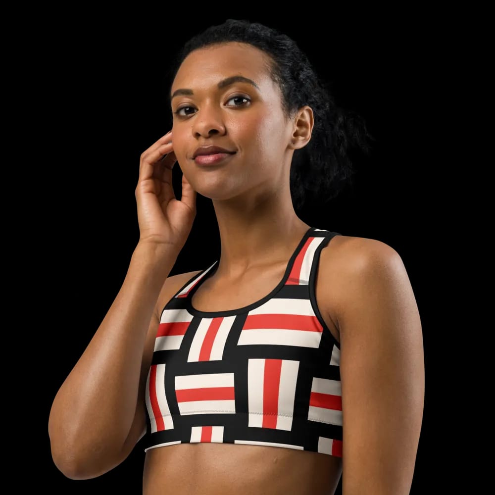 PowerFit Compression Sports Bra - Bold Geometric Design image