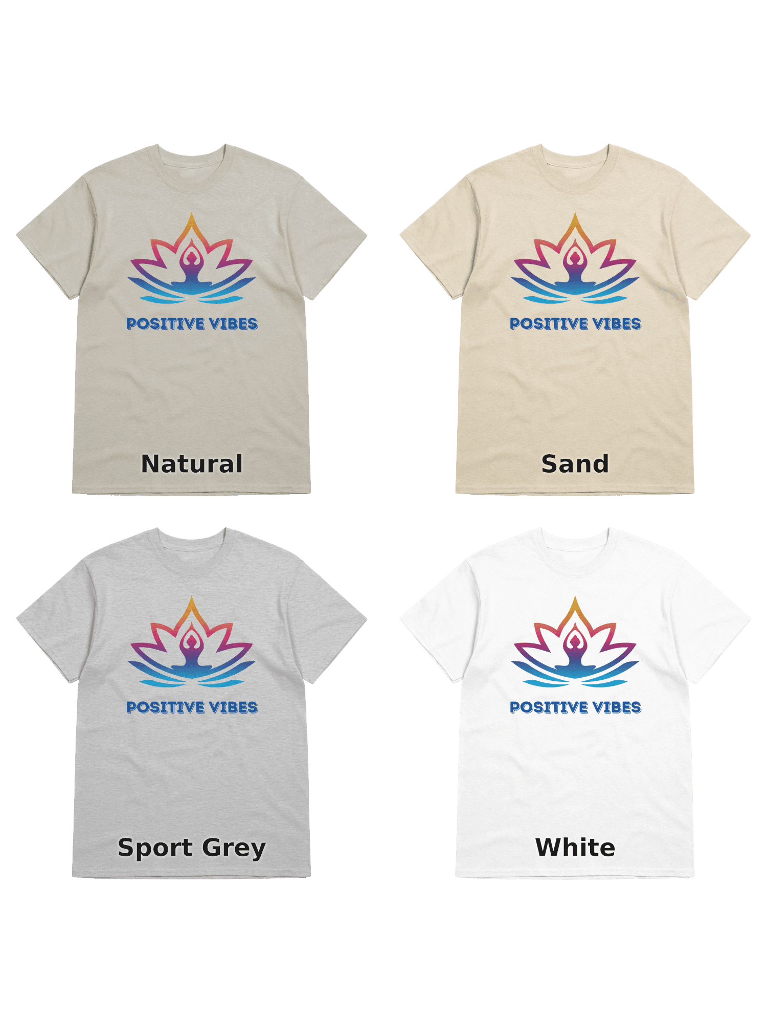 Variants for Radiate Positivity Yoga T-Shirt: Natural, Sand, Sport Grey, White