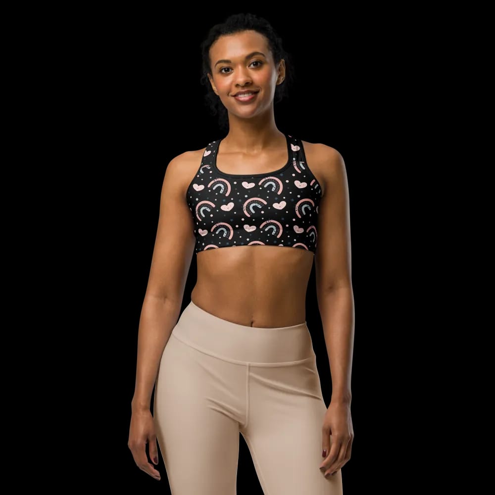 Rainbow and Hearts Sports Bra image