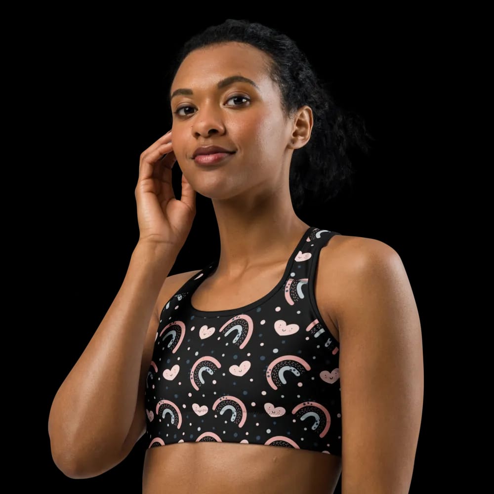 Rainbow and Hearts Sports Bra image