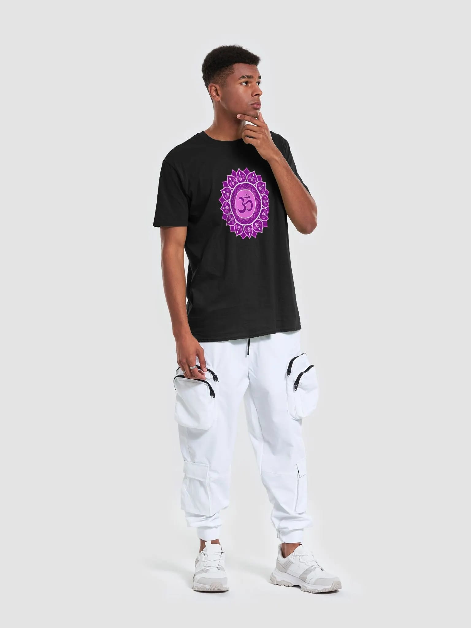 Spiritual Om Symbol Mandala Unisex T-Shirt - Purple Harmony Design image