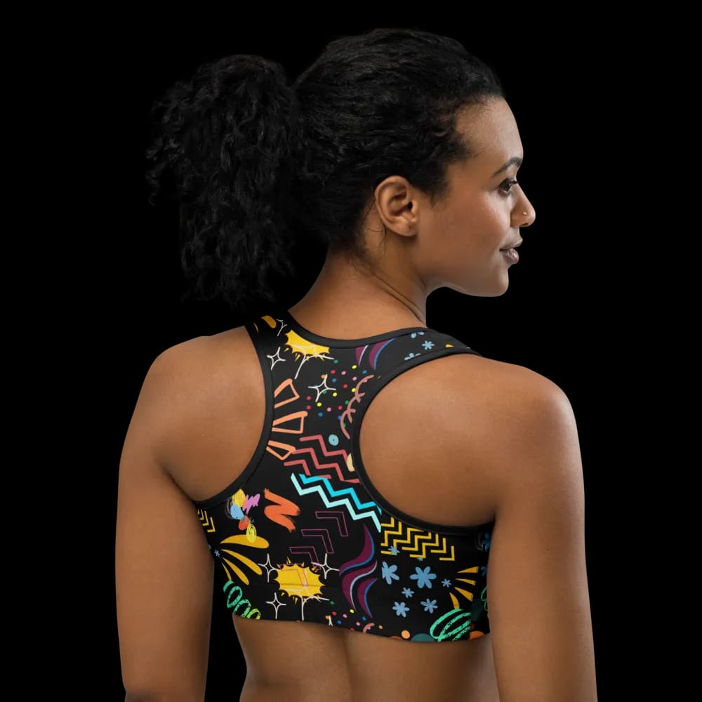 Vibrant Doodle Art Sports Bra image