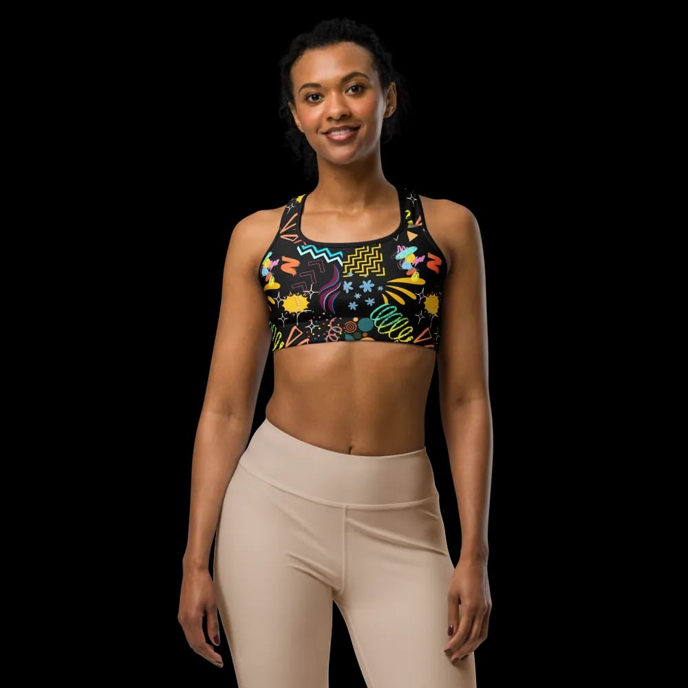Vibrant Doodle Art Sports Bra image