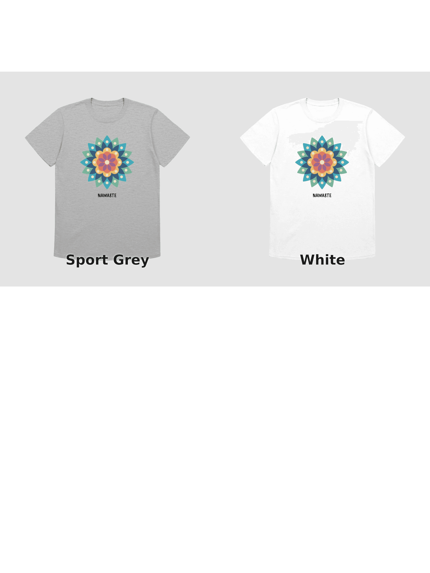 Variants for Vibrant Mandala Magic Unisex Light T-Shirt - Colorful Geometric Pattern: Sport Grey, White