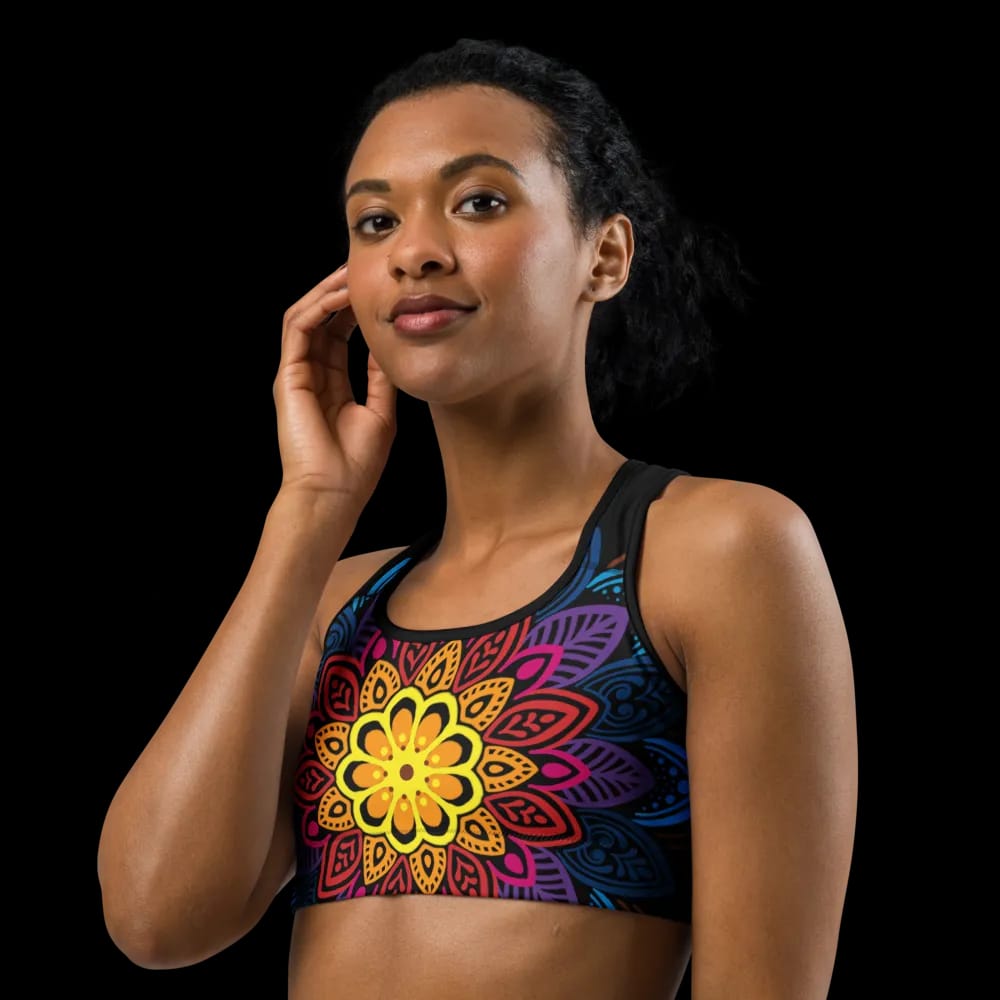 Vibrant Mandala Print Sports Bra image