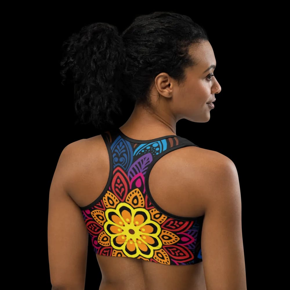 Vibrant Mandala Print Sports Bra image