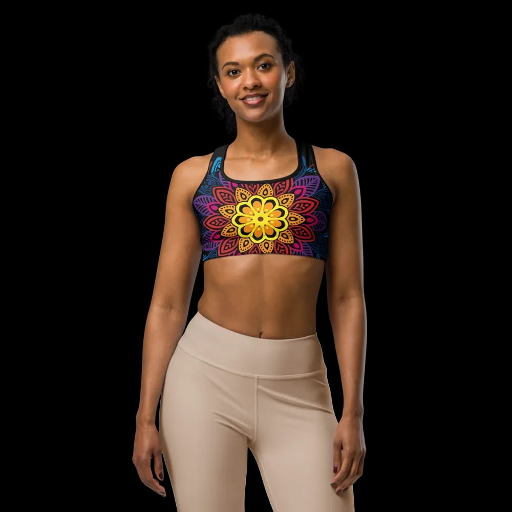 Vibrant Mandala Print Sports Bra image