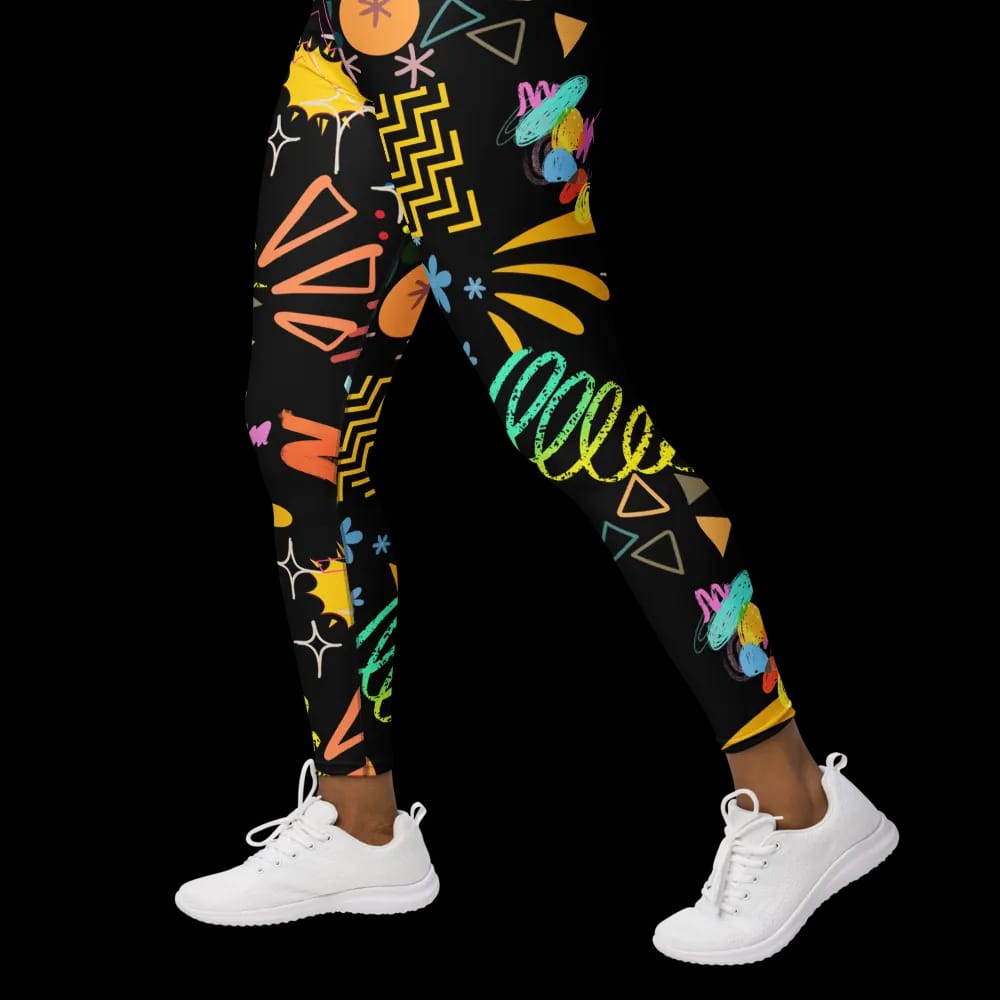 Vivid Vibes High-Waist Leggings - Retro Neon Artistry image