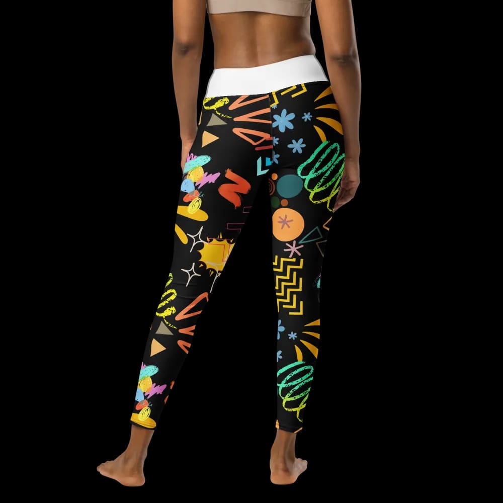 Vivid Vibes High-Waist Leggings - Retro Neon Artistry image