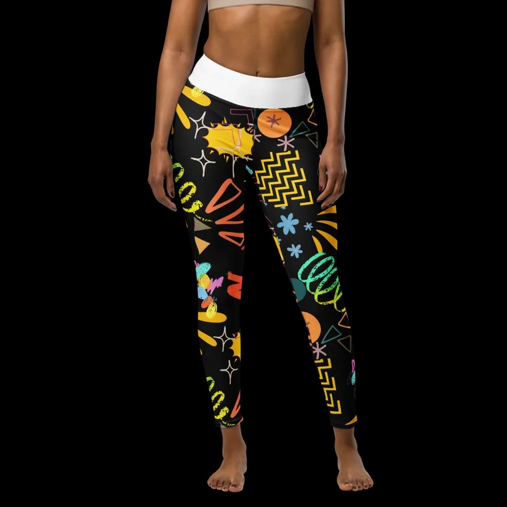 Vivid Vibes High-Waist Leggings - Retro Neon Artistry image