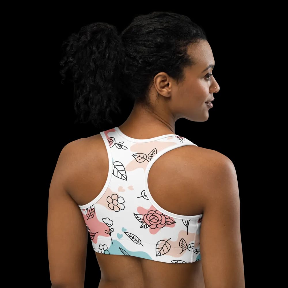 Whimsical Garden Sports Bra - Floral Charm Meets Fitness image